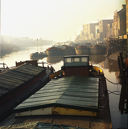 Photograph of barges on the river Hull.