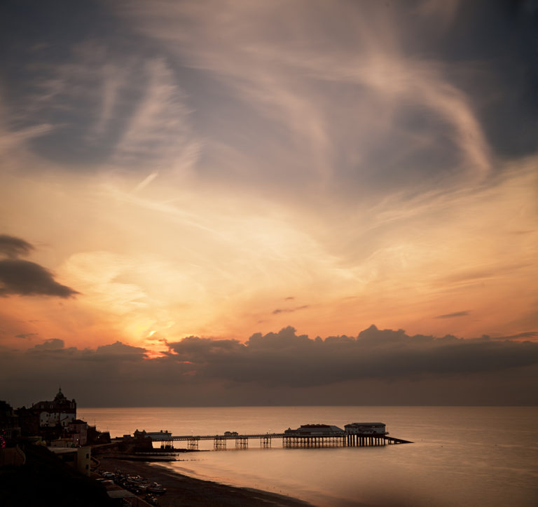 Photograph of a spectacular sunset sky over Cromer pier