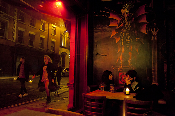 Night time photograph of Oporto Bar Leeds.