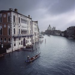 Photograph of a gondola in Venice.