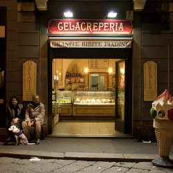 Colour photograph of a Gelecreperia in Milan.