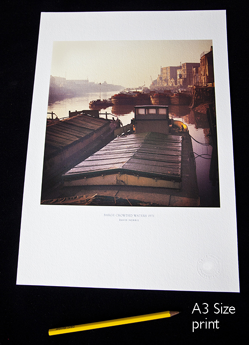 Colour photograph of the river Hull and barges 1971