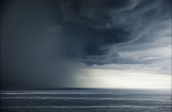 A photograph of storm clouds approach the cliff top at Cromer Norfolk.